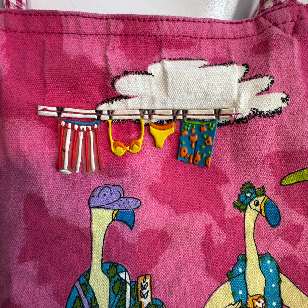 Anne Ormsby Vintage Tote Bag Colorful Flamingos Pink Yellow - Picture 5 of 12
